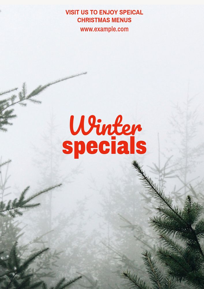 Winter special menu poster template, editable text & design