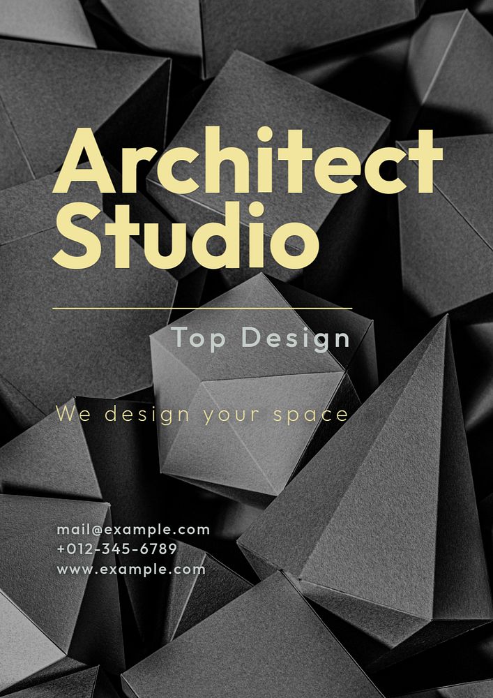 Architect studio poster template, editable text & design