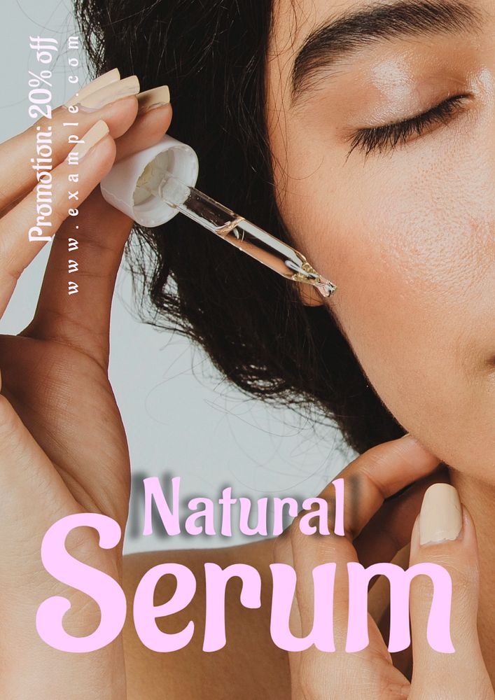 Natural serum poster template, editable text & design