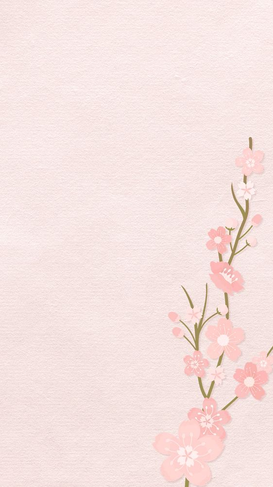 Pink flower phone wallpaper, editable design, textured background