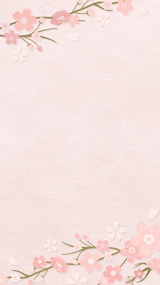 Pink phone wallpaper, flower background, editable design