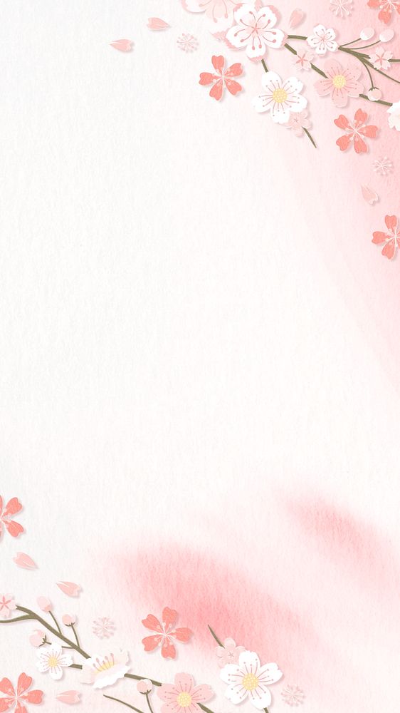 Pink flower phone wallpaper, editable design