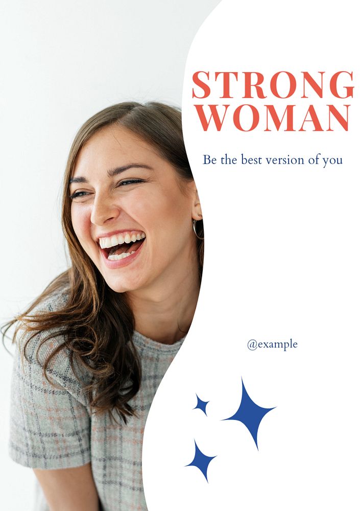 Strong woman   poster template, editable text & design