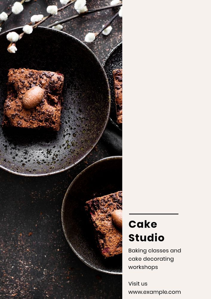 Cake studio poster template, editable text & design