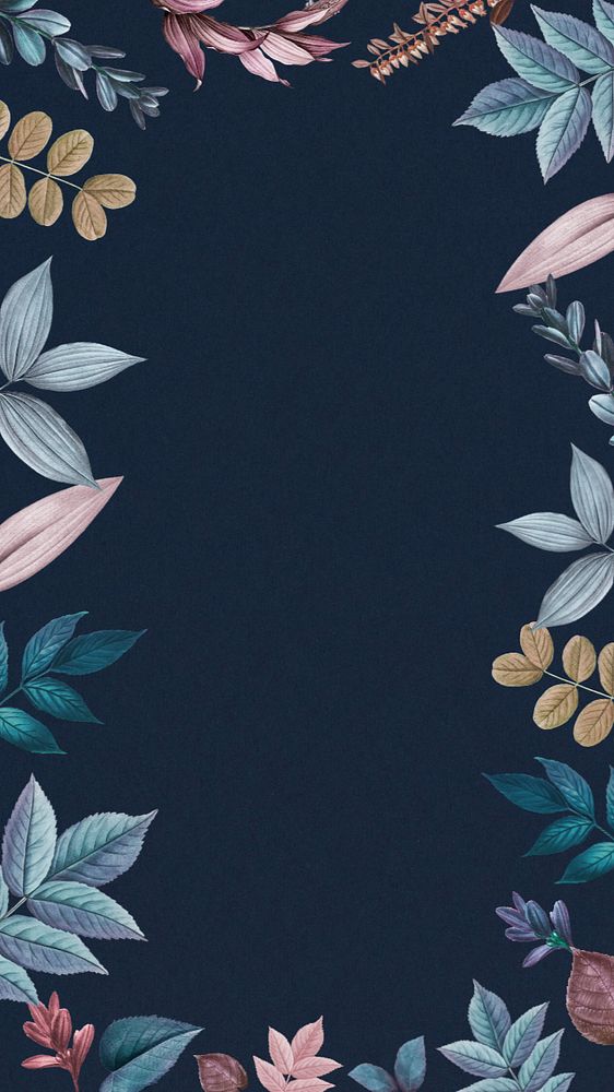 Plant vintage illustration, blue iPhone wallpaper, editable design