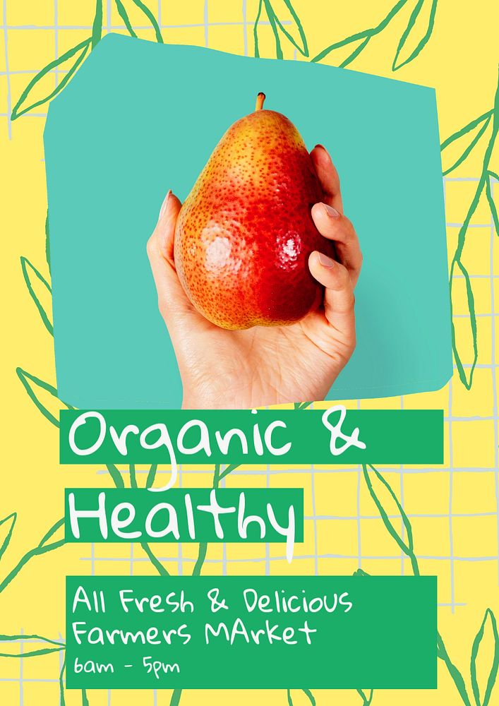 Organic & healthy   poster template, editable text & design