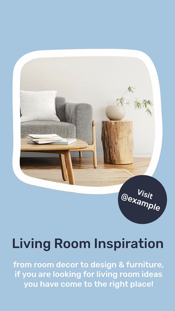 Living room   Instagram story template, editable text