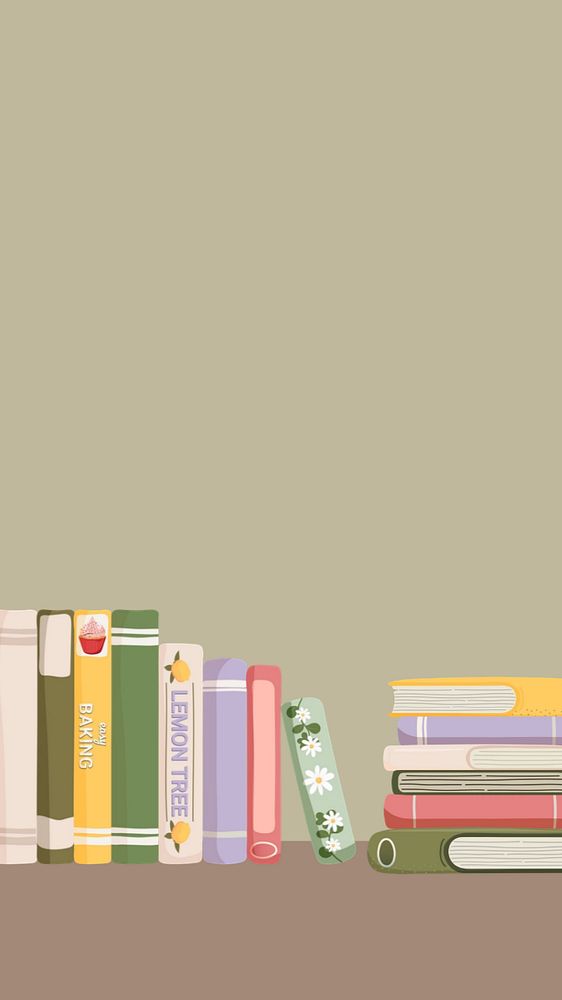 Book stack education iPhone wallpaper editable design