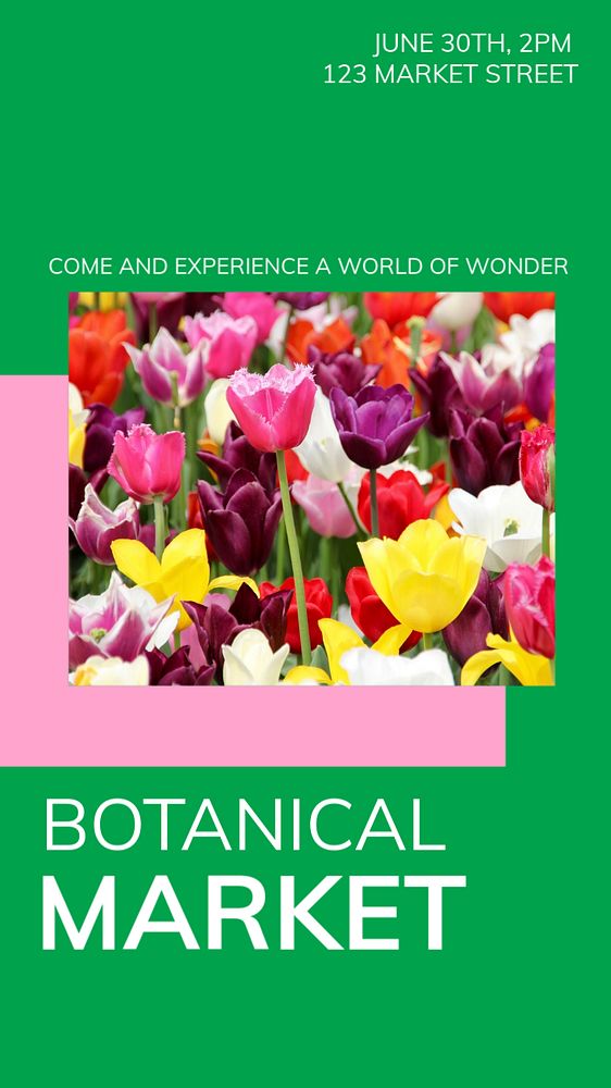 Botanical market   Instagram story template, editable text