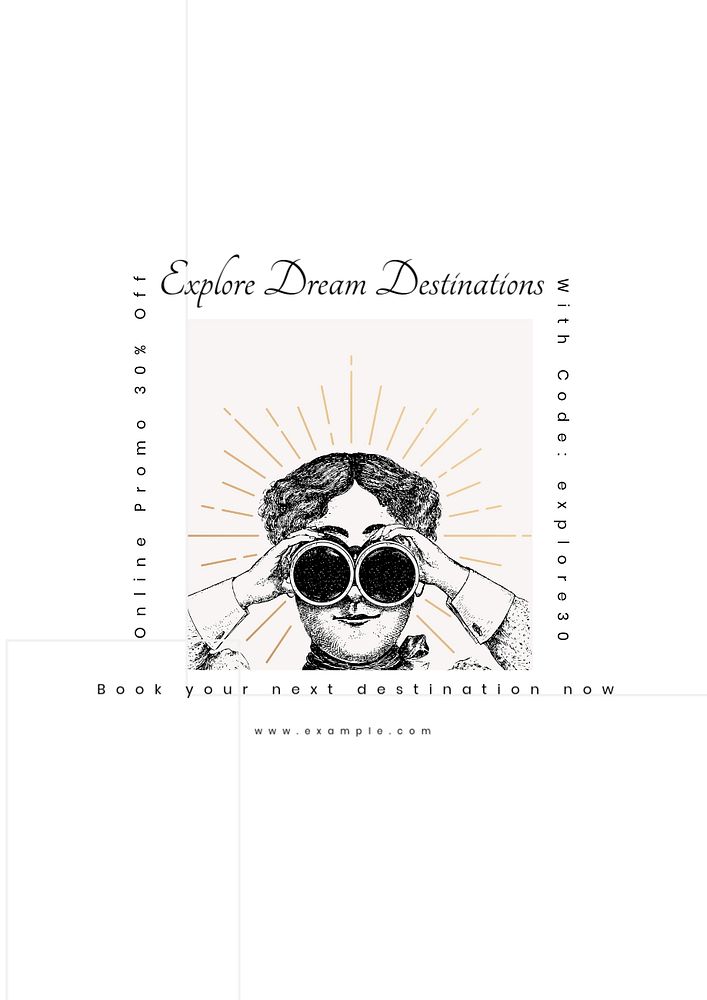 Explore dream destinations  poster template, editable text & design