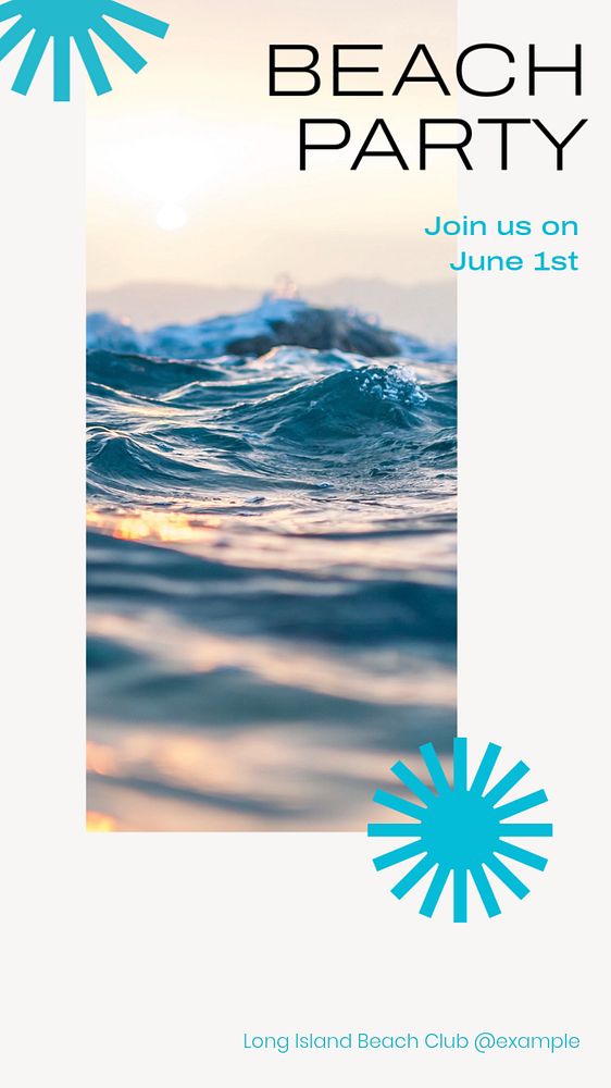 Beach party Instagram story template, editable text