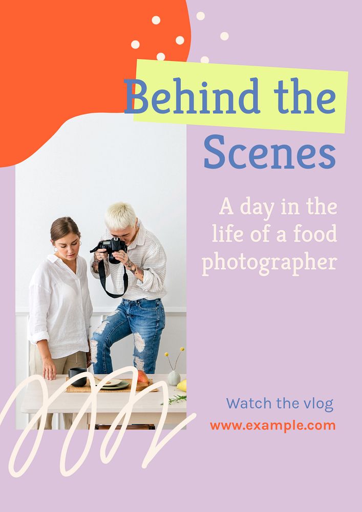 Behind the scenes  poster template, editable text & design