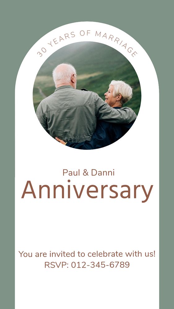 Marriage anniversary  Instagram story template, editable text