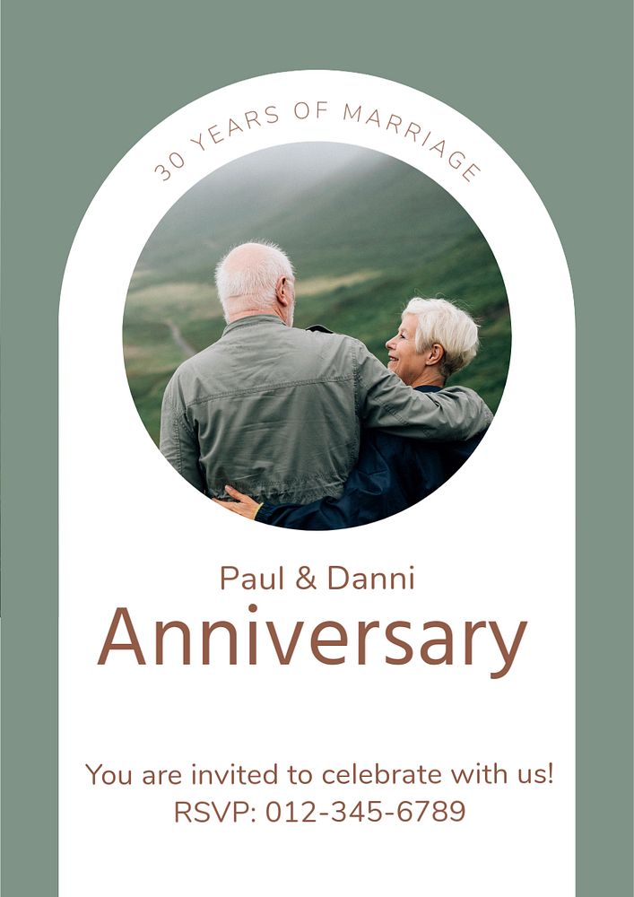 Marriage anniversary  poster template, editable text & design