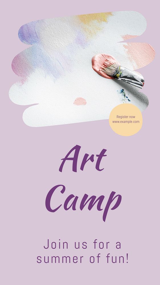 Art camp  Instagram story template, editable text