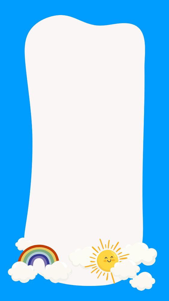 Summer rainbow blue iPhone wallpaper, border frame editable design