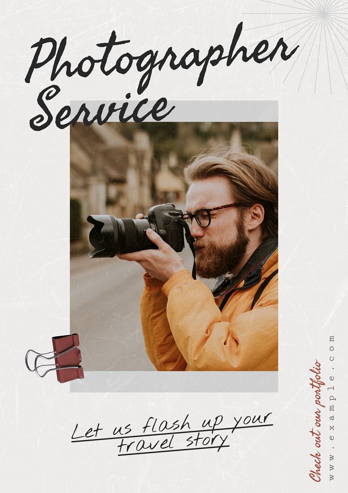 Photographer service  poster template, editable text & design