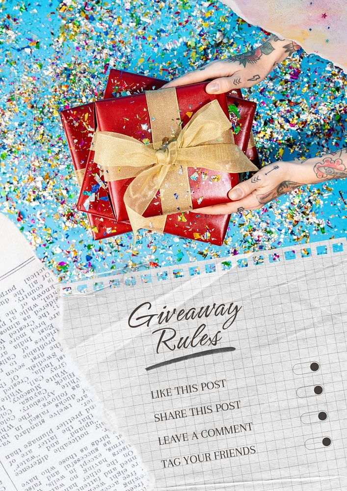 Giveaway rules poster template, editable text & design