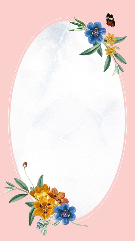 Floral frame iPhone wallpaper, editable pink design
