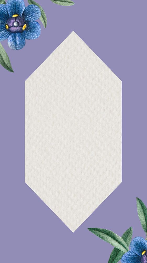 Floral frame iPhone wallpaper, editable purple design