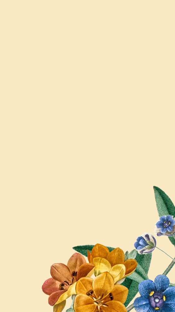 Floral border iPhone wallpaper, editable yellow design