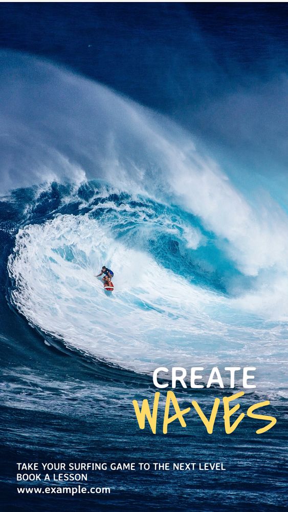 Surfing lessons Facebook story template, editable design