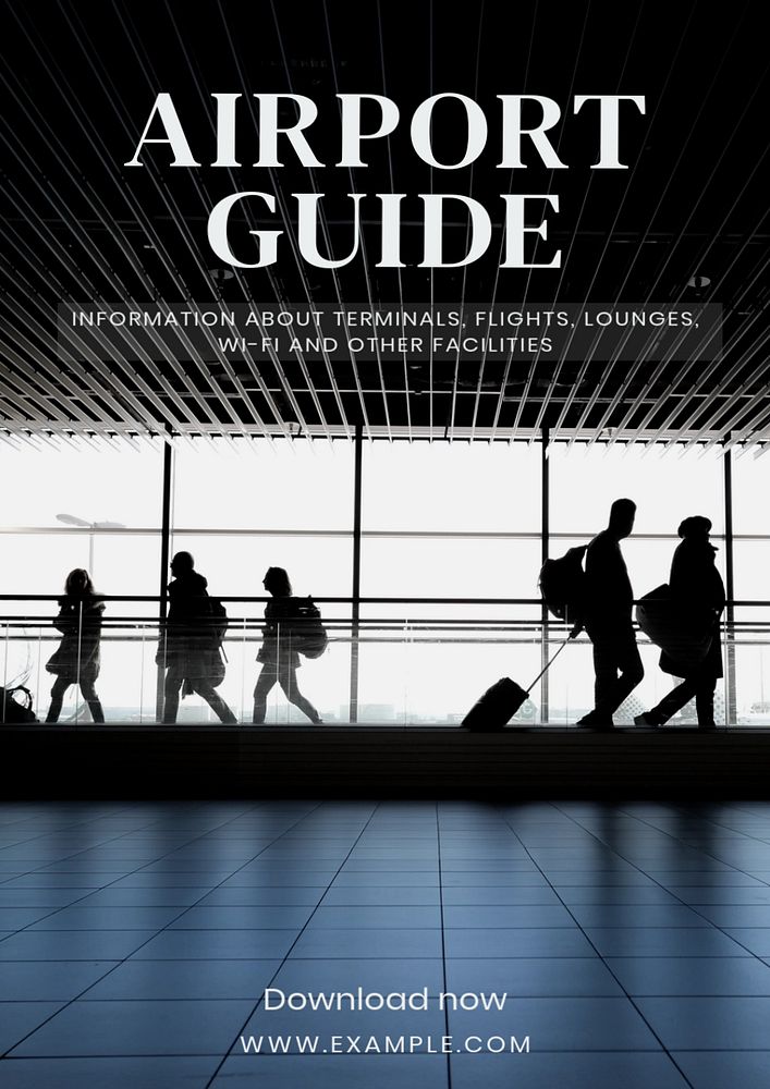 Airport guide poster template, editable text & design