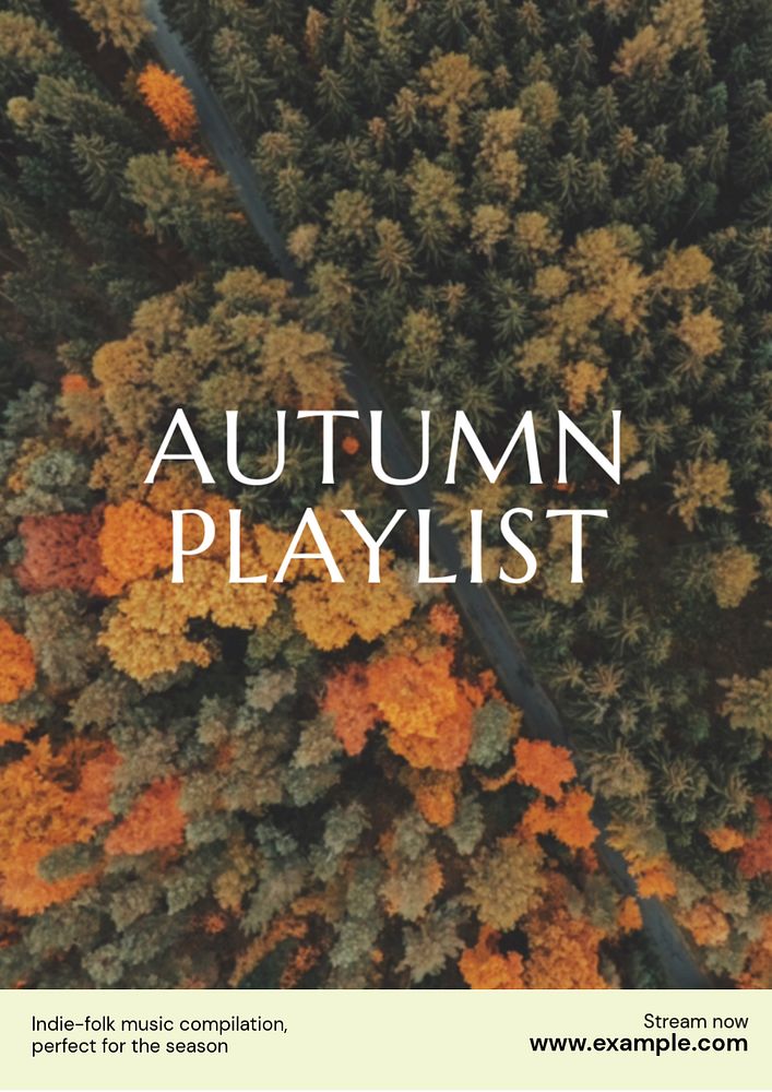 Autumn playlist poster template, editable text & design