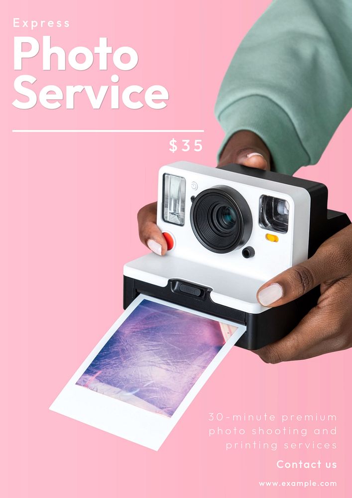 Express photo service poster template, editable text & design