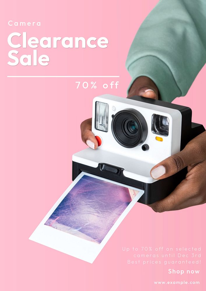 Camera sale poster template, editable text & design