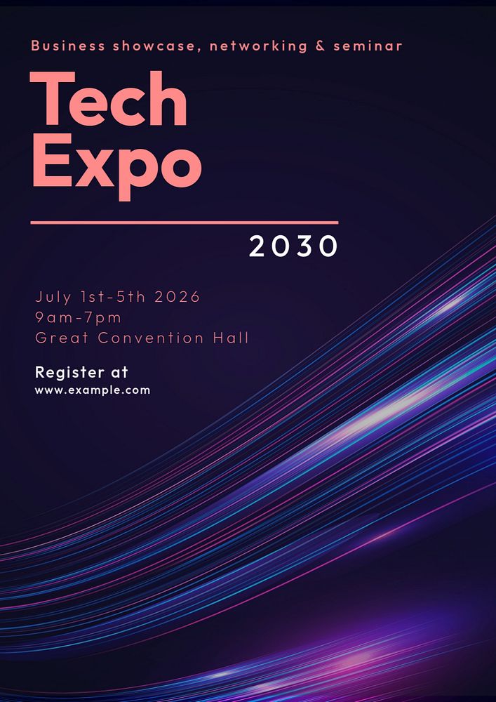 Tech expo poster template, editable text & design