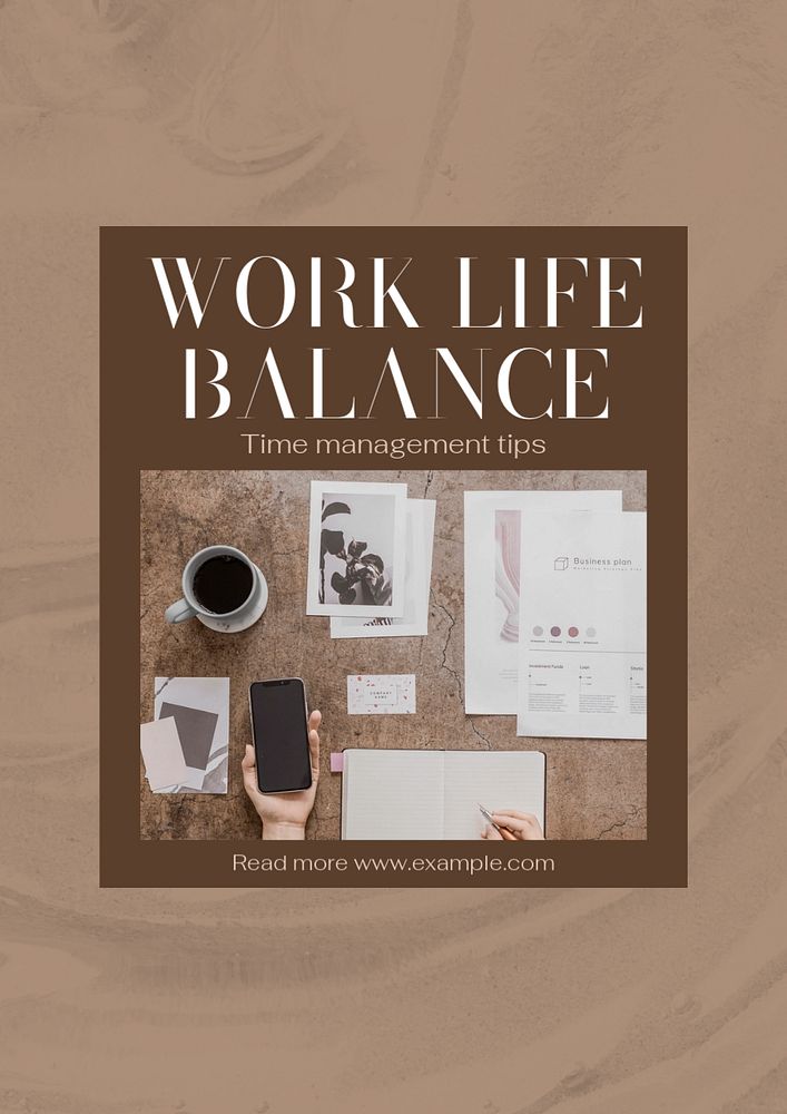 Work life balance poster template, editable text and design