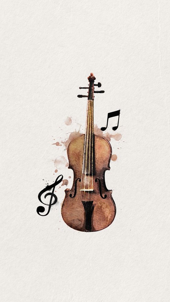 Aesthetic watercolor cello mobile wallpaper, editable remix design