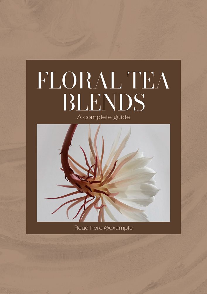 Floral tea blends poster template, editable text and design