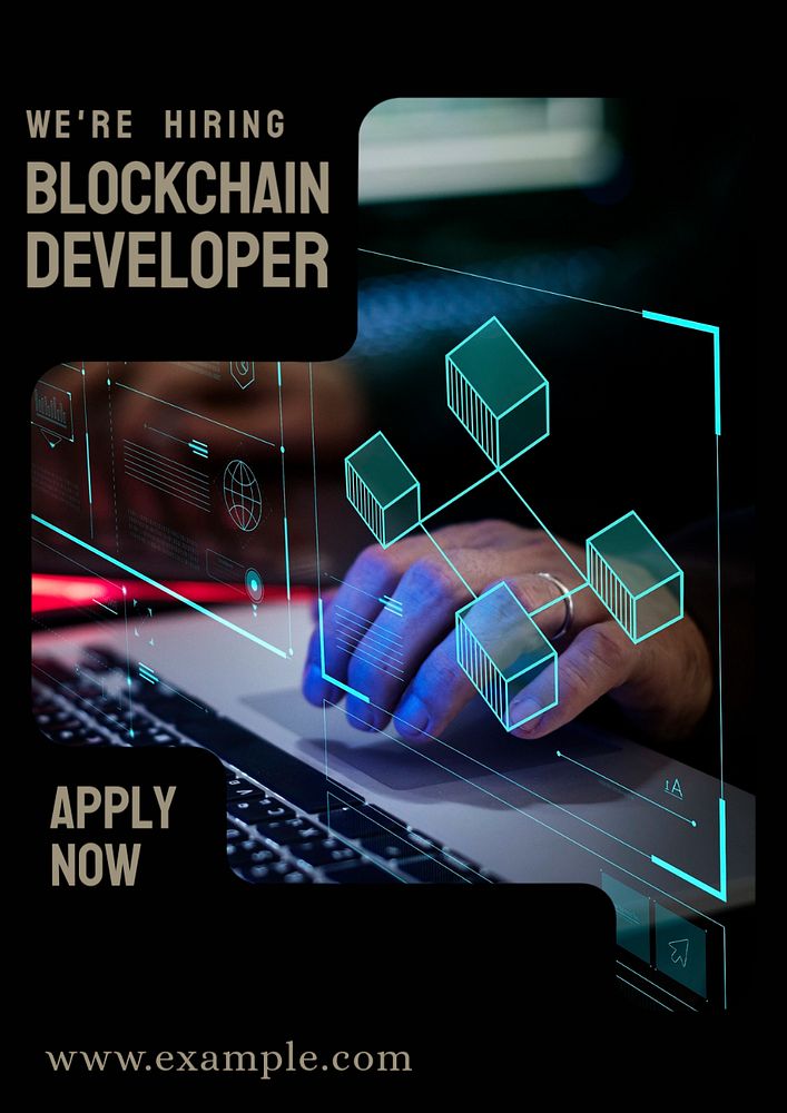 Blockchain developer poster template, editable text and design