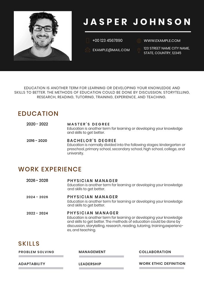 Professional CV editable template for professionals and executive level