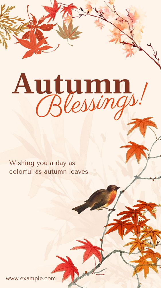 Autumn blessings Instagram story template, nature aesthetic illustration