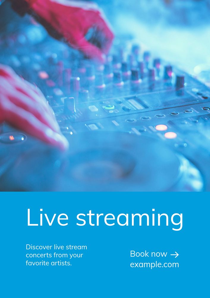 Music live stream poster template, editable text