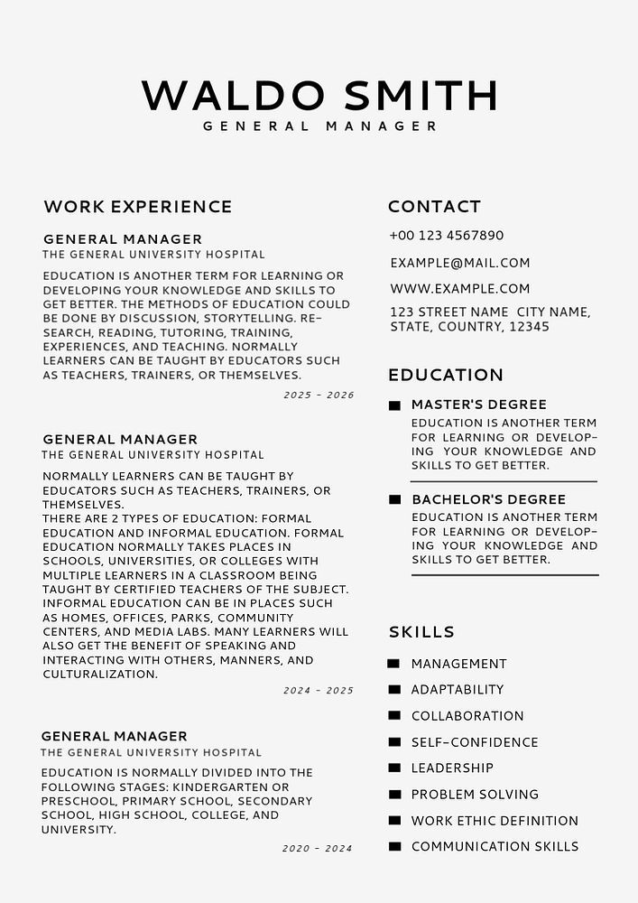 Minimal Resume editable template CV builder for professionals