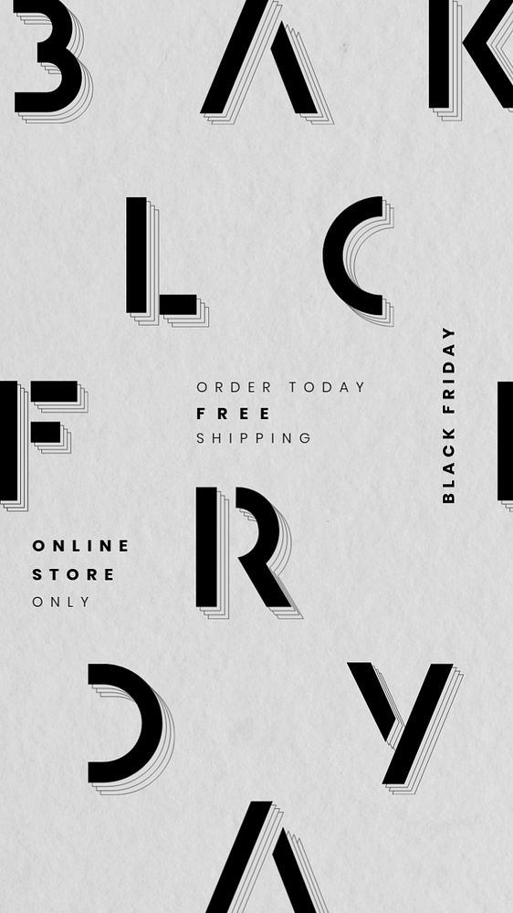 Black Friday instagram story template, monochrome design, editable text