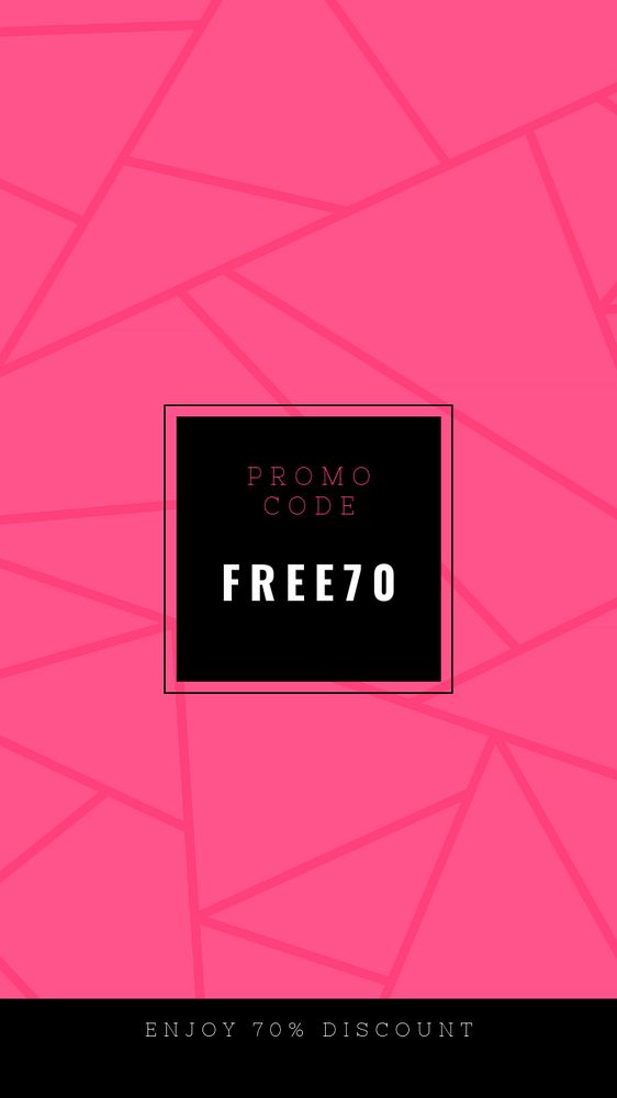 Promo code instagram story template, pink design, editable text