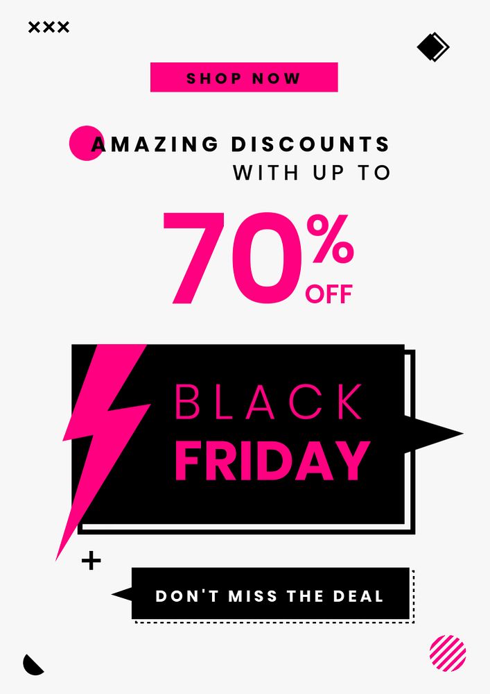 Black Friday poster template, pink funky design, editable text