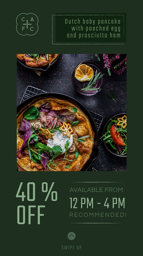 Restaurant promotion Instagram story template, editable text