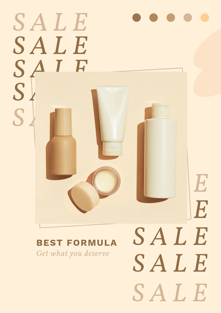 Cosmetic sale poster template, editable design