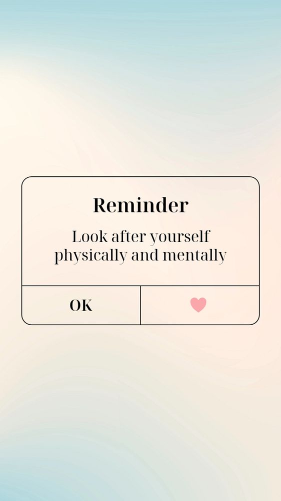 Reminder Instagram story template, cute self love design 