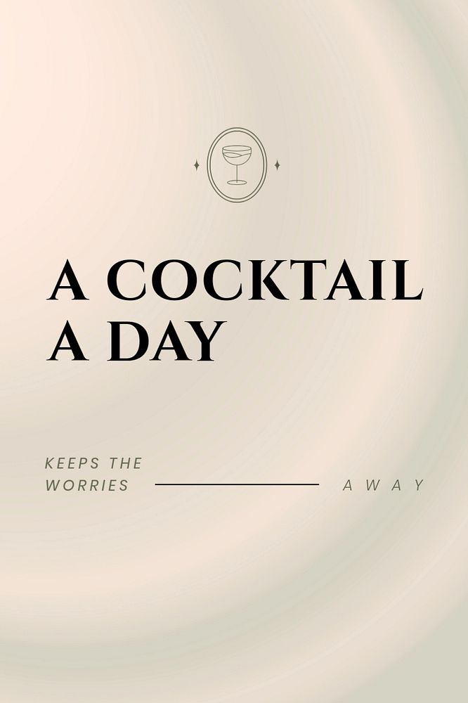 Cocktail quote Pinterest pin template, editable text