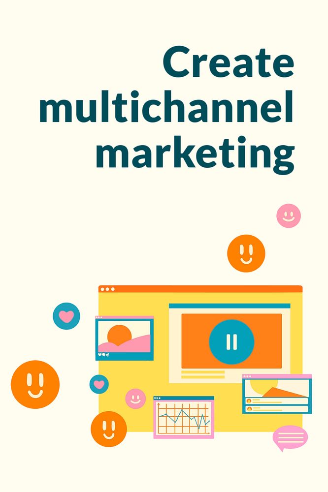 Multichannel marketing pinterest pin template, editable design