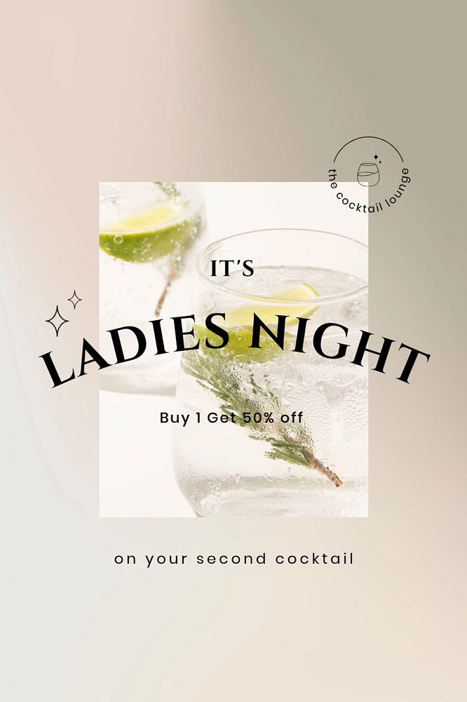 Ladies night Pinterest pin template, editable text