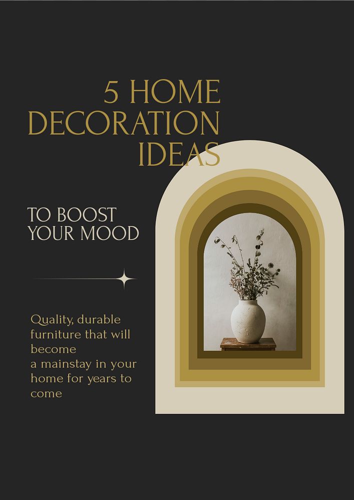 Home decoration ideas  poster template, editable design