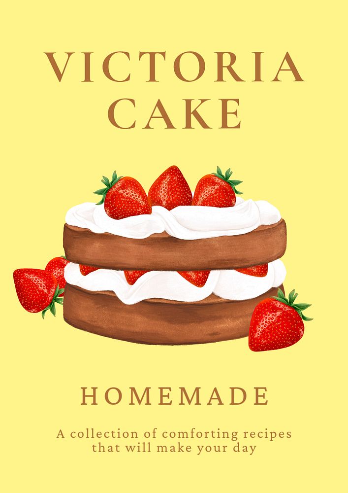 Cake shop editable poster template, yellow design